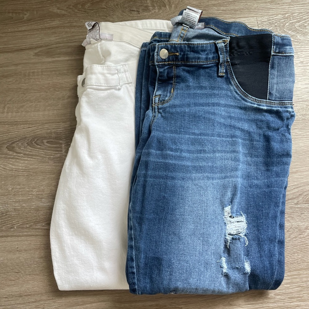 2 Liz Lange Maternity Ankle Skinny Jeans 12-14 L